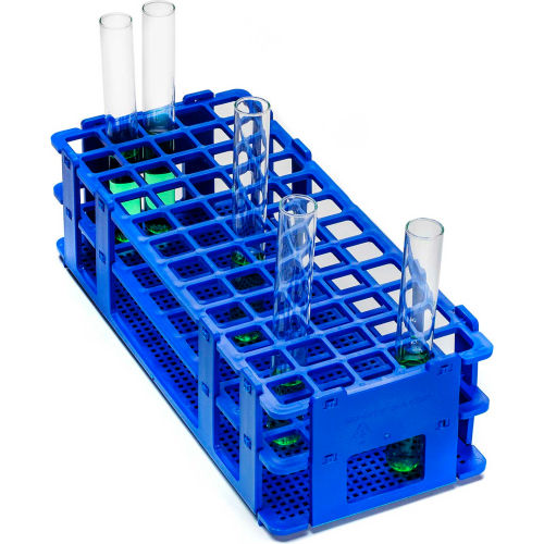 Bel-Art No-Wire&#153; PP Test Tube Rack 187470001, For 13-16mm Tubes, 60 Places, Blue, 1/PK