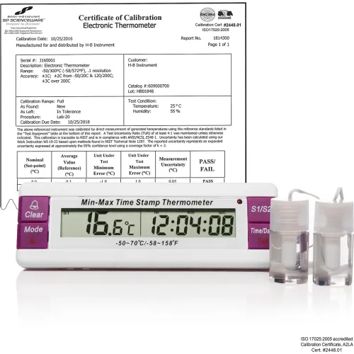 SP Bel-Art, H-B Frio Temp Calibrated Dual Zone Electronic Verification Thermometers; -40/70C (-40/158F), General Calibration (B61000-0600)