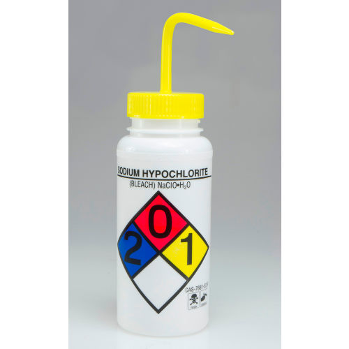 Bel-Art Wide-Mouth, Safety-Labeled 500ml Bleach Wash Bottle 4Pk