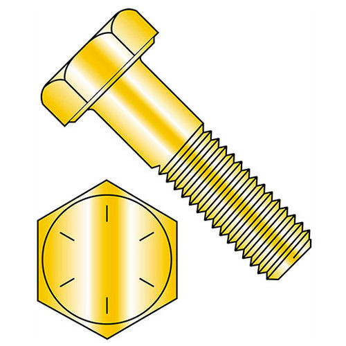 5/8-18 x 2-1/2" Hex Head Cap Screw - Steel - Zinc Yellow - UNF - Grade 8 - USA - 25 Pk - BBI 454472
