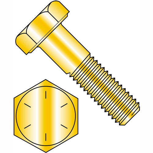 Hex Cap Screw - 1/2-13 x 1-1/2&quot; - Steel - Zinc Yellow - Grade 8 - FT - UNC - Pkg of 50 - BBI 455298