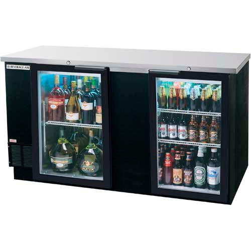 Glass Door Back Bar Refrigerator BB-G Series, 69&quot;W - BB68HC-1-G-B
