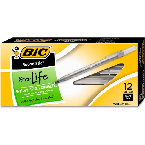 M▲▼D ✨8点❤️ Bic® Round Stic Ballpoint Pen, Medium, Black Ink, Dozen