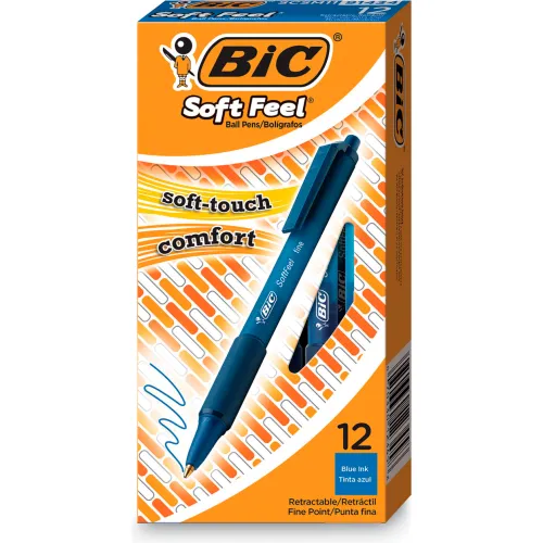 BIC Soft Feel Kugelschreiber – Weicher Griff, Rutschfest, 12 Stück (blau)