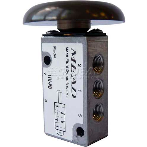 BimbaMead Air Valve LTVPB, 5 Port, 2 Pos, Manual, 1/8" NPTF Port, Basic Valve For Side Mt
