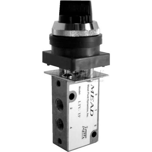 BimbaMead Air Valve LTVTP, 5 Port, 2 Pos, Manual, 1/8" NPTF Port, TwoPos Actuator, Detent Rtn
