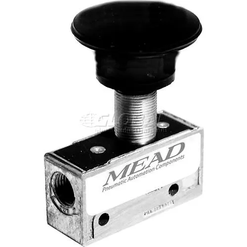 BimbaMead Air Valve MV140, 3 Port, 2 Pos, Manual, 1/8" NPTF Port, Palm Actuator