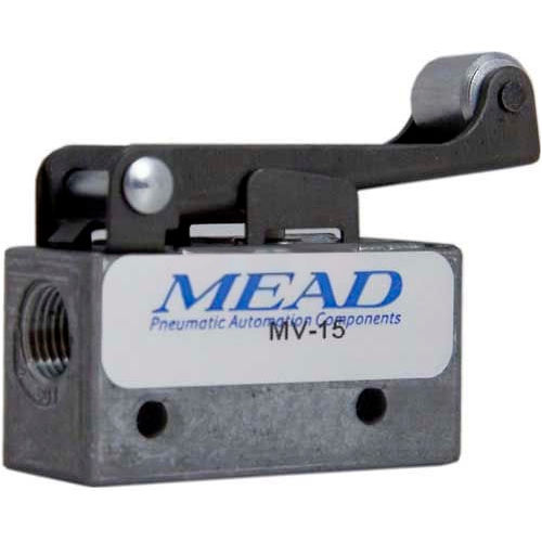 BimbaMead Air Valve MV15, 3 Port, 2 Pos, Mechanical, 1/8" NPTF Port, Roller Leaf Actuator