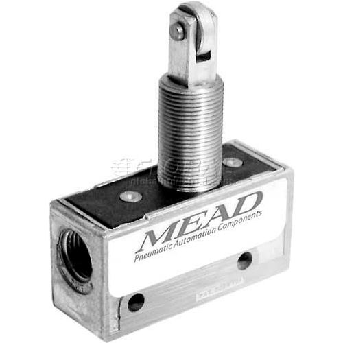 BimbaMead Air Valve MV30, 3 Port, 2 Pos, Mechanical, 1/8" NPTF Port, Cross Plunger Actr