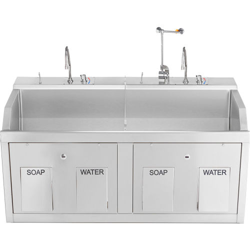 Blickman Double Station Wall Mounted Lodi Scrub Sink with Eyewash and ...