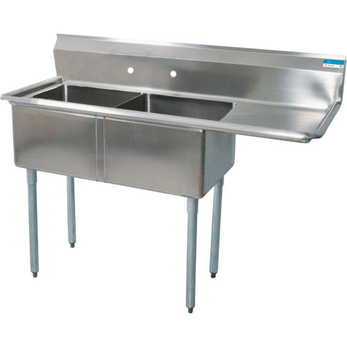 BK Resources® 2-Compartment Sink, 18X18X12 Deep, 8 Faucet Holes, 18R ...