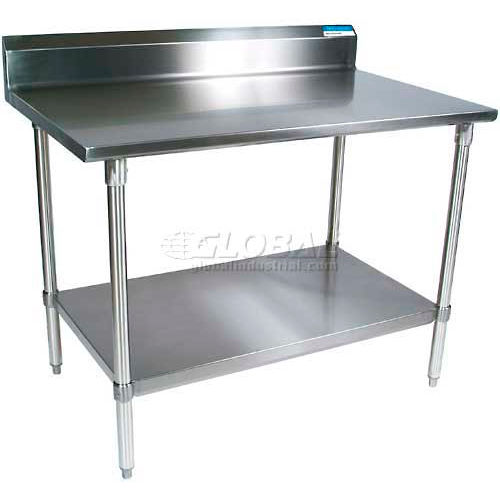 BK Resources Workbench W/Undershelf, 18 Ga. 430 Series Stainless, 5" Backsplash, 60"Wx30"D