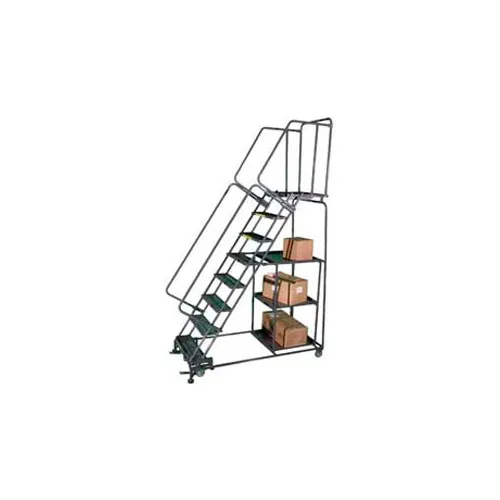 8 Step Steel Stock Picking Ladder Perforated Tread w/ Cal OSHA Handrail ...