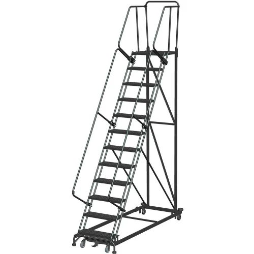 13 Step Extra Heavy Duty Steel Rolling Safety Ladder Expanded Metal Tread Ml134021x 