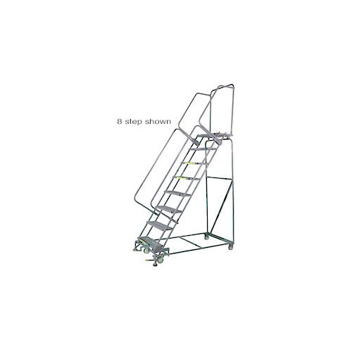 5 Step Stainless Steel Rolling Safety Ladder, 16&quot;W x 21&quot;D Top Step - Perforated Tread - SS052421P