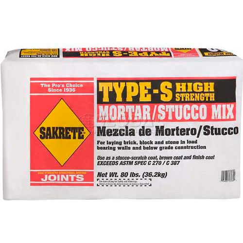Sakrete® Mortar/Stucco Mix Type S Gray, 80 Lb. Bag 65302880 Pkg Qty 42