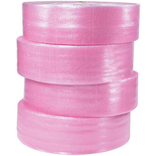Global Industrial™ Non Perf. Anti Static Bubble Roll, 12"W x 250'L x 1/2" Thick, Pink, 4/Pk