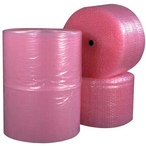 Global Industrial™ Perforated Anti Static Bubble Roll, 12"W x 250'L x 1/2" Thick, Pink, 4/Pk
