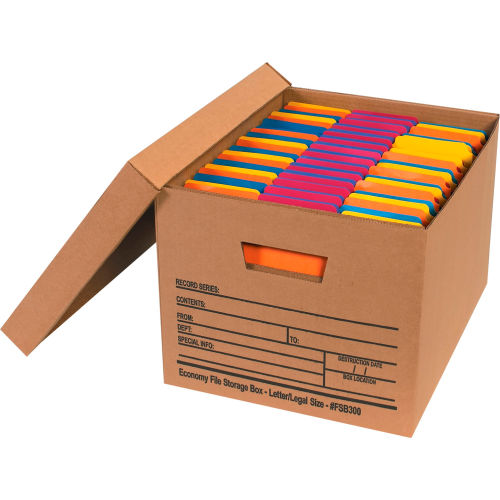 Global Industrial™ Economy File Storage Boxes With Lids, 15"L x 12"W x