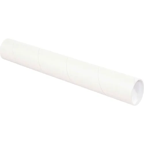 Mailing Tubes With Caps, 3" Dia. x 18"L, 0.07" Thick, White, 24/Pack