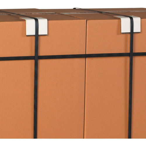 Light Duty Strapping Protectors, 3"L x 2"H x 2"D x 0.120" Thick, White, Pack of 1200