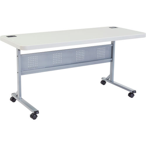 Interion® 72" x 24" Blow Molded Foldable Training Table - Gray