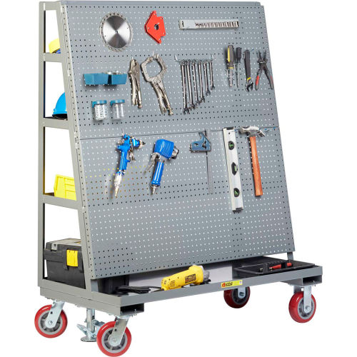 Little Giant Mobile Pegboard with Back Shelf Storage AFPBS2436-6PYFL - 36&quot; x 24&quot;, Floor Lock