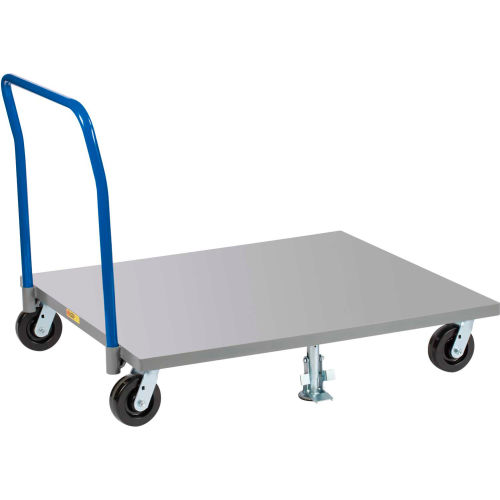 Little Giant® Pallet Dolly PDSH4848-6PH2FL with Pipe Handle - Solid Deck 48 x 48 & Floor Locks