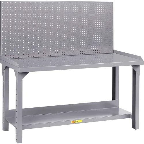 Little Giant WSL2-2448-AH-PB Adjustable Height Welded Steel Workbench with Back and End Stop and Pegboard Panel, 5000lbs Capacity, 24" Length, 48" Width