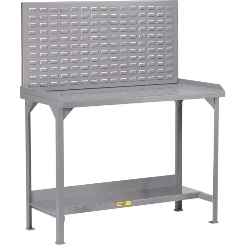 Little Giant WSL2-3060-36-LP Fixed Height Welded Steel Workbench with Back and End Stops and Louvered Panel, 4500lbs Capacity, 30" Length, 60" Width, 36" Height