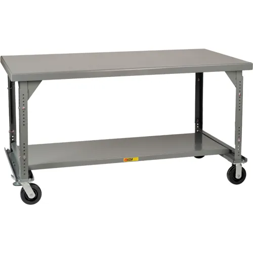 Little Giant WW3672-6PHFL-AH Adjustable Height Mobile Heavy-Duty Workbench with 6" Phenolic Casters, 3600lbs Capacity, 36" Length, 72" Width