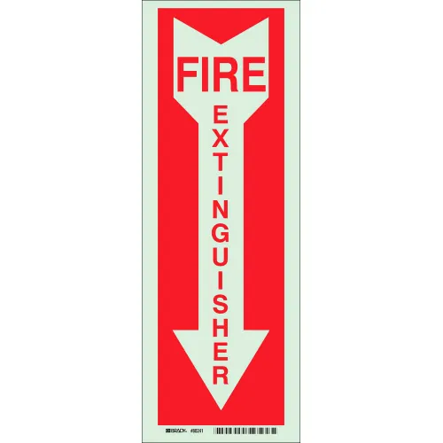 Brady® 80241 BradyGlo Fire Extinguisher Sign, Self-Adhesive, Polyester, 5"W x 14"H