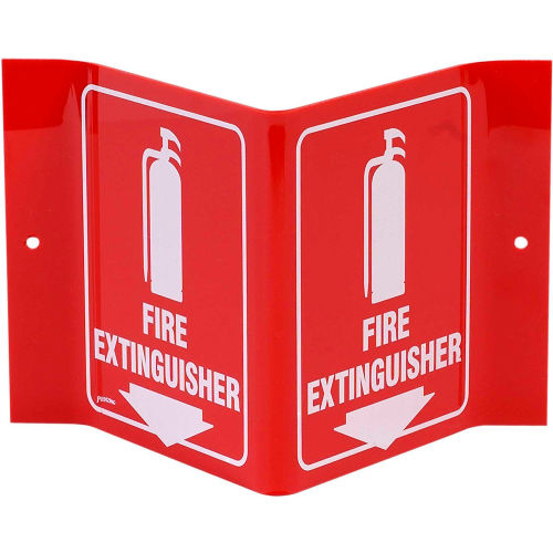 Brady&#174; V1FE15A Fire Extinguisher &quot;V&quot; Sign, 2 Sided, Acrylic, 8&quot;W x 6&quot;H
