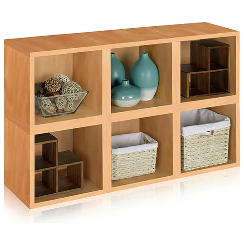 Way Basics Stackable Eco Cube Storage Cubby Organizer, Natural
