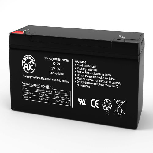 AJC&#174; Dual-Lite CVT3RW5DI Emergency Light Replacement Battery 12Ah, 6V, F1