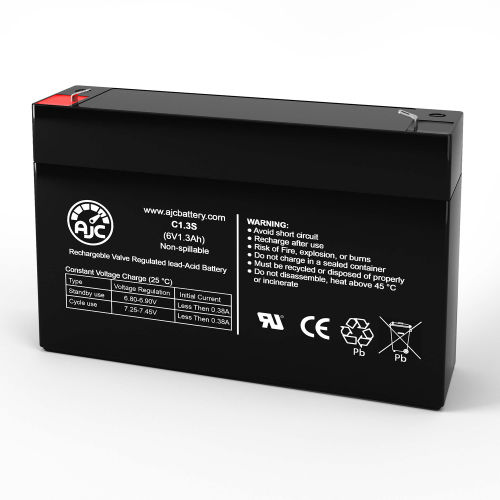 AJC&#174; Sonnenschein 789518200 Emergency Light Replacement Battery 1.3Ah, 6V, F1