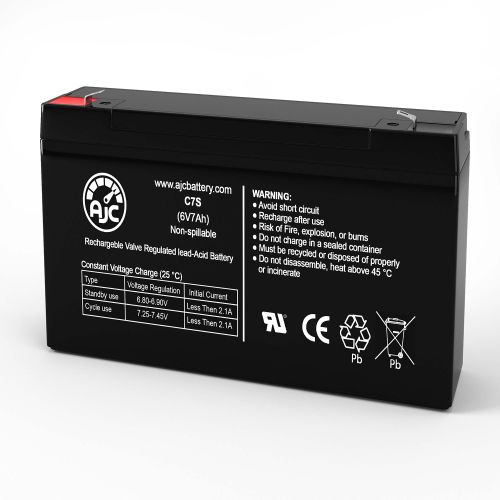 AJC&#174; LightAlarms 2PGM9MHV Emergency Light Replacement Battery 7Ah, 6V, F1