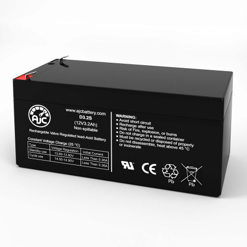 AJC&#174; SigmasTek SP12-3.5HR Sealed Lead Acid Replacement Battery 3.2Ah, 12V, F1