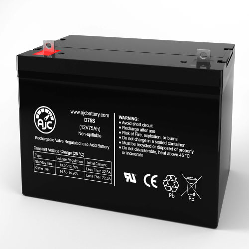 AJC® Merits S341 Deluxe Wheelchair Replacement Battery 75Ah, 12V, NB
