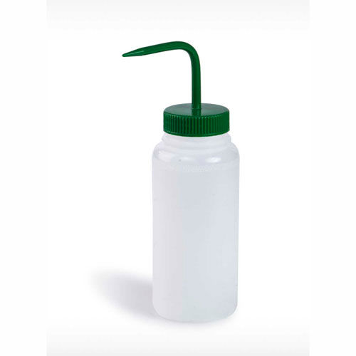 Bel-Art LDPE Wash Bottles 116280500, 500ml, Green Cap, Wide Mouth, 6/PK