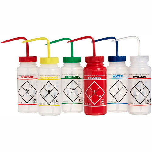Bel-Art LDPE Wash Bottles 116460050, 500ml, Assortment Label, Wide Mouth, 6/PK