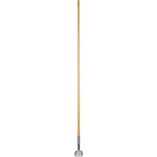 60" Clip-On Lacquered Wood Dust Mop Handle W/ 180° Zinc Plated Swivel Head - UNS1490