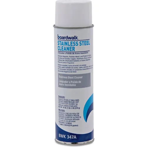 Boardwalk® Stainless Steel Cleaner & Polish, Lemon, 18 oz Aerosol Spray