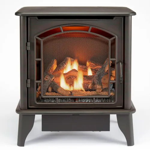 Bluegrass Living Panorama Vent Free Dual Fuel Gas Stove, 23000 BTU,  Thermostat Control, Black