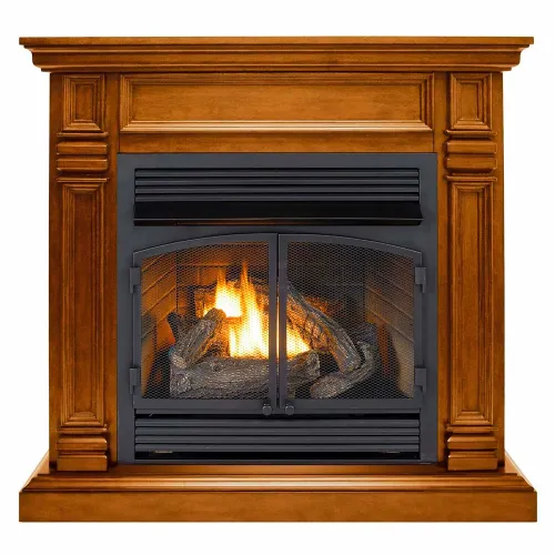 Duluth Forge Dual Fuel Ventless Gas Fireplace w/Mantel, 32000 BTU, Remote, Apple Spice, DFS-400R-2AS