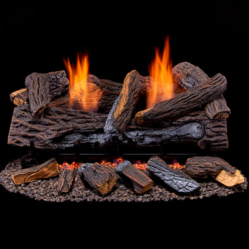 Duluth Ventless Propane Gas Log Set, 24" Stacked Red Oak, 33000