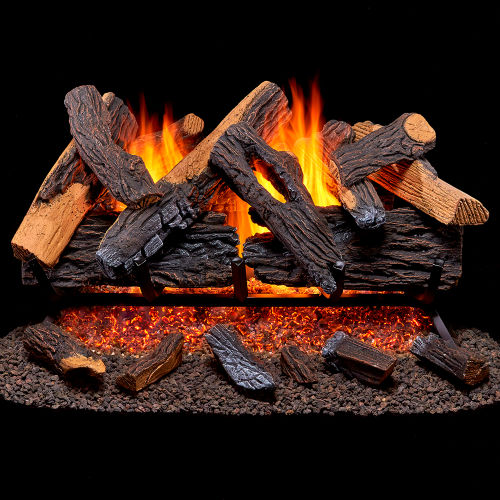 Duluth Forge Vented Natural Gas Fireplace Log Set, 30&quot;, 65000 BTU, Match Light, Heartl& Oak