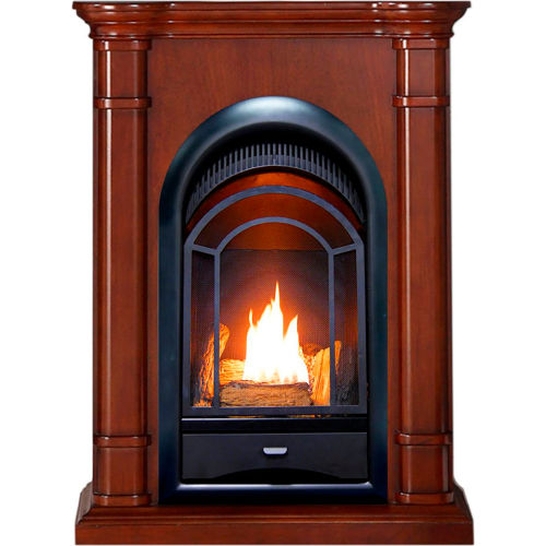 ProCom Dual Fuel Ventless Gas Fireplace System, 10000 BTU, T-Stat Control, Walnut, FS100T-3W