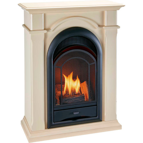 ProCom Dual Fuel Ventless Gas Fireplace System w/ Corner Combo Mantel, 15000 BTU, T-Stat, White