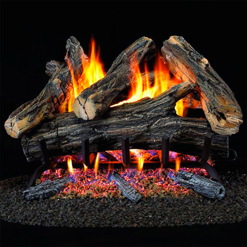 ProCom Vented Natural Gas Fireplace Log Set, 24&quot;, 55000 BTU, Match Light